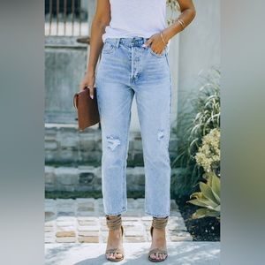 Vici hi-rise cropped distressed jeans